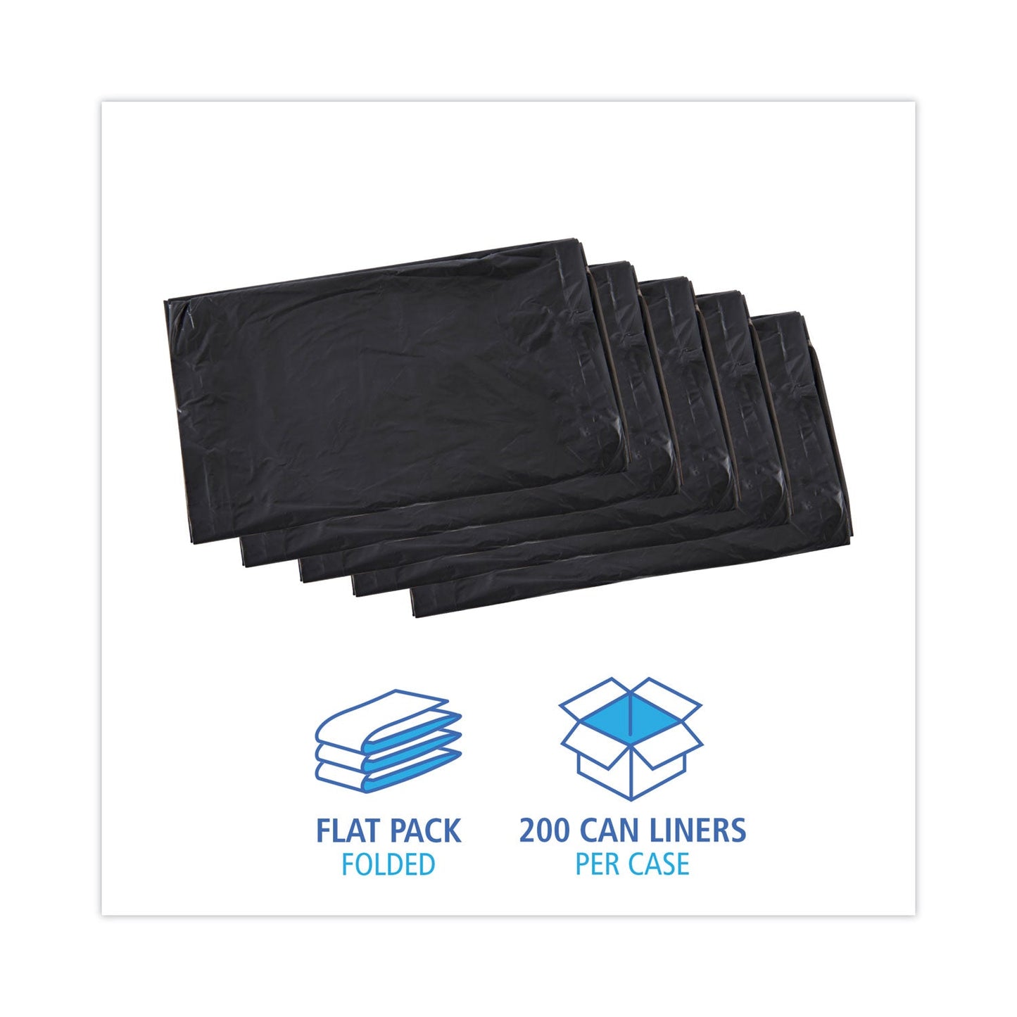Boardwalk Linear Low Density Industrial Can Liners, 30 gal, 0.65 mil, 30 x 36, Black, 200/Carton