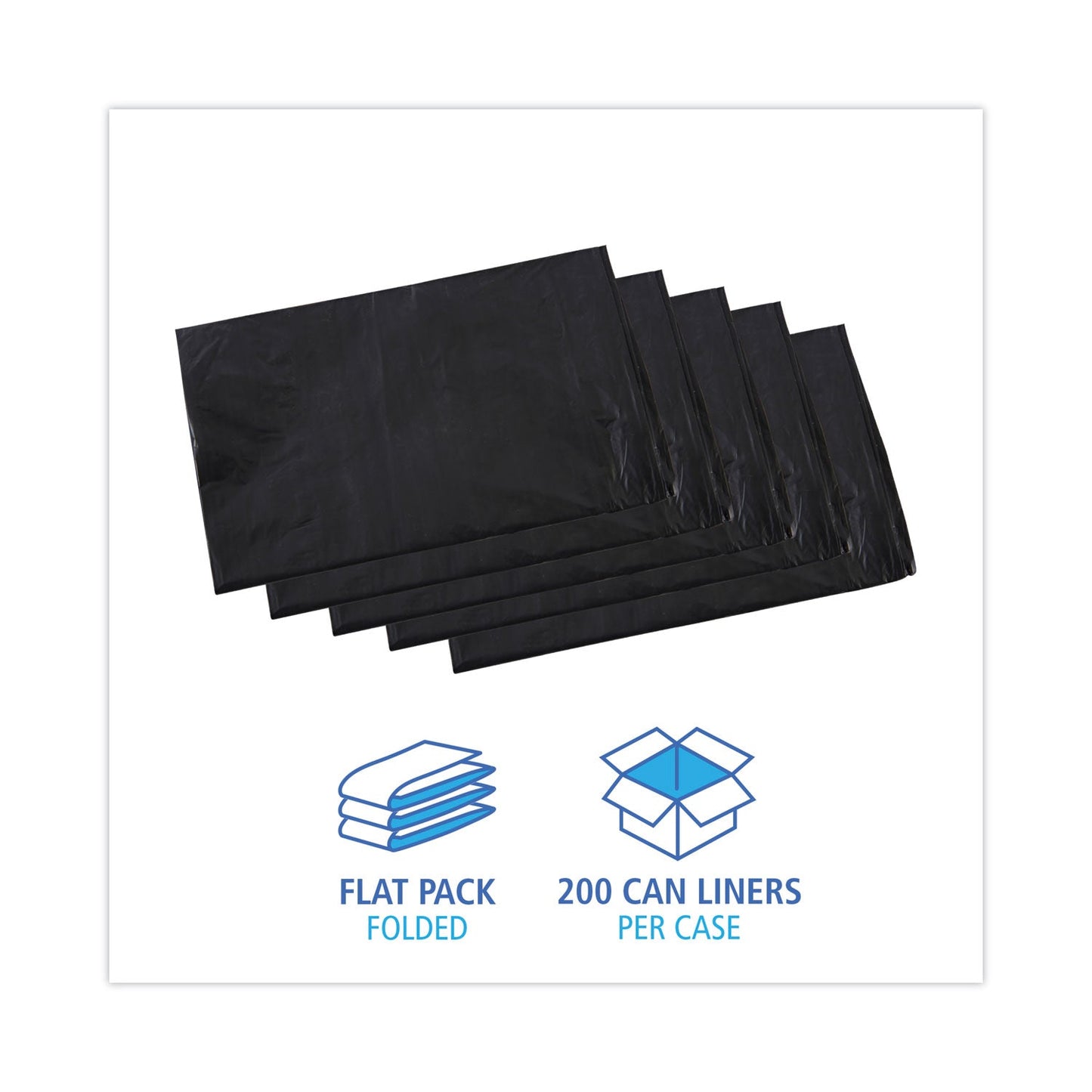 Boardwalk Linear Low Density Industrial Can Liners, 33 gal, 0.6 mil, 33 x 39, Black, 200/Carton