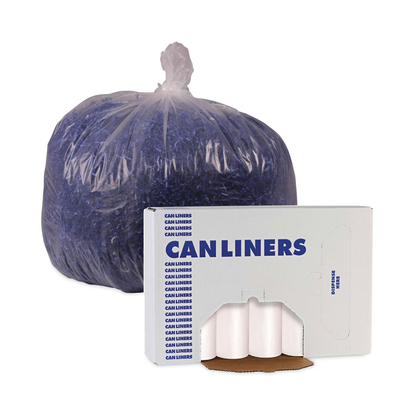 Boardwalk High Density Industrial Can Liners Coreless Rolls, 45 gal, 16 microns, 40 x 48, Natural, 10 Rolls of 25 Bags