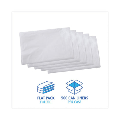 Boardwalk Linear Low Density Industrial Can Liners, 16 gal, 0.5 mil, 24 x 32, White, 500/Carton