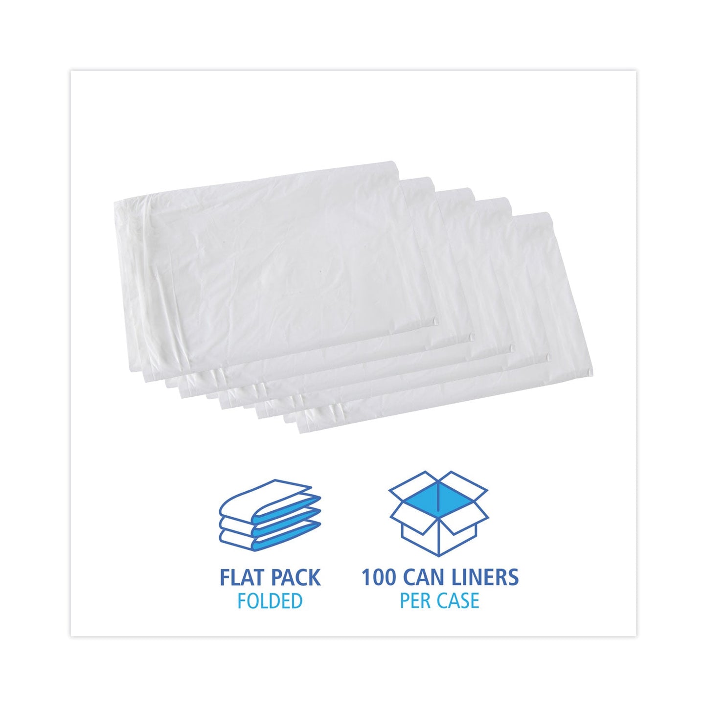 Boardwalk Linear Low Density Industrial Can Liners, 30 gal, 0.9 mil, 30 x 36, White, 100/Carton