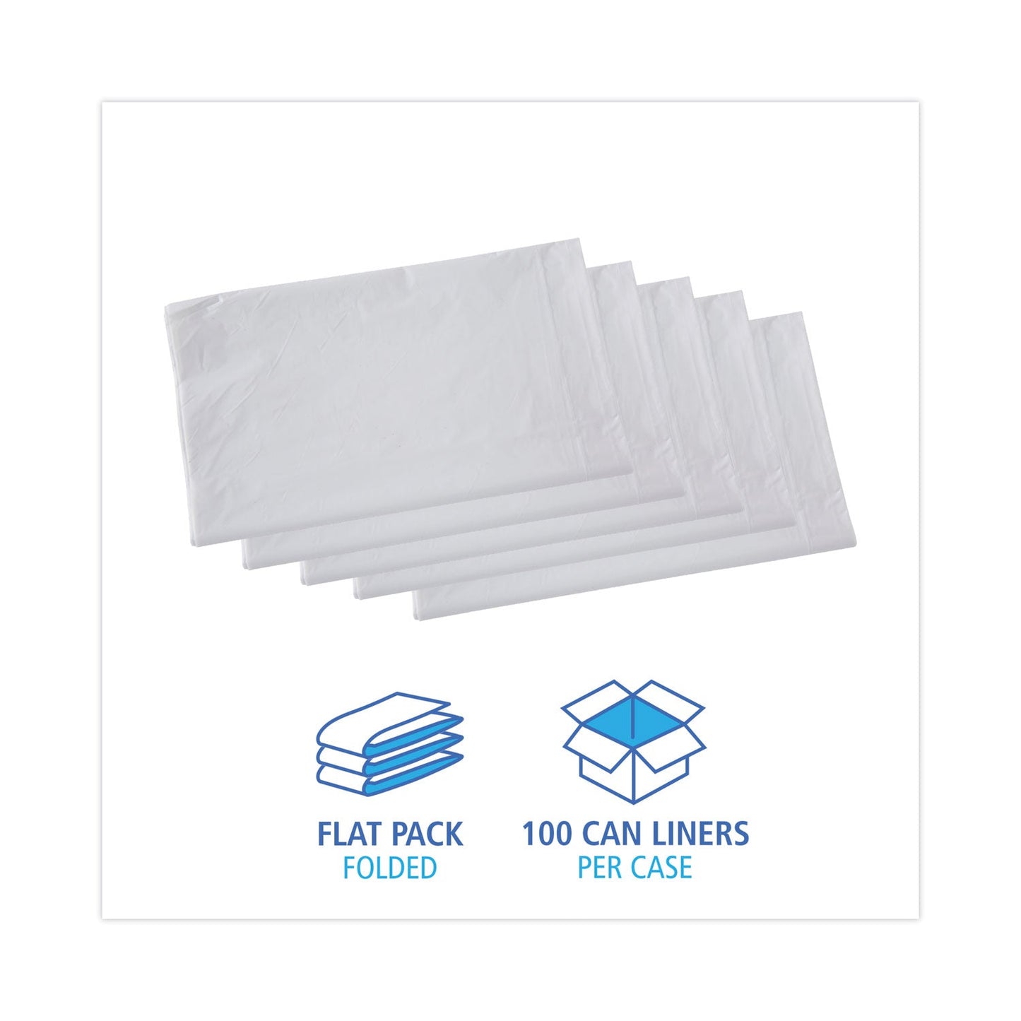 Boardwalk Linear Low Density Industrial Can Liners, 33 gal, 0.9 mil, 33 x 39, White, 100/Carton