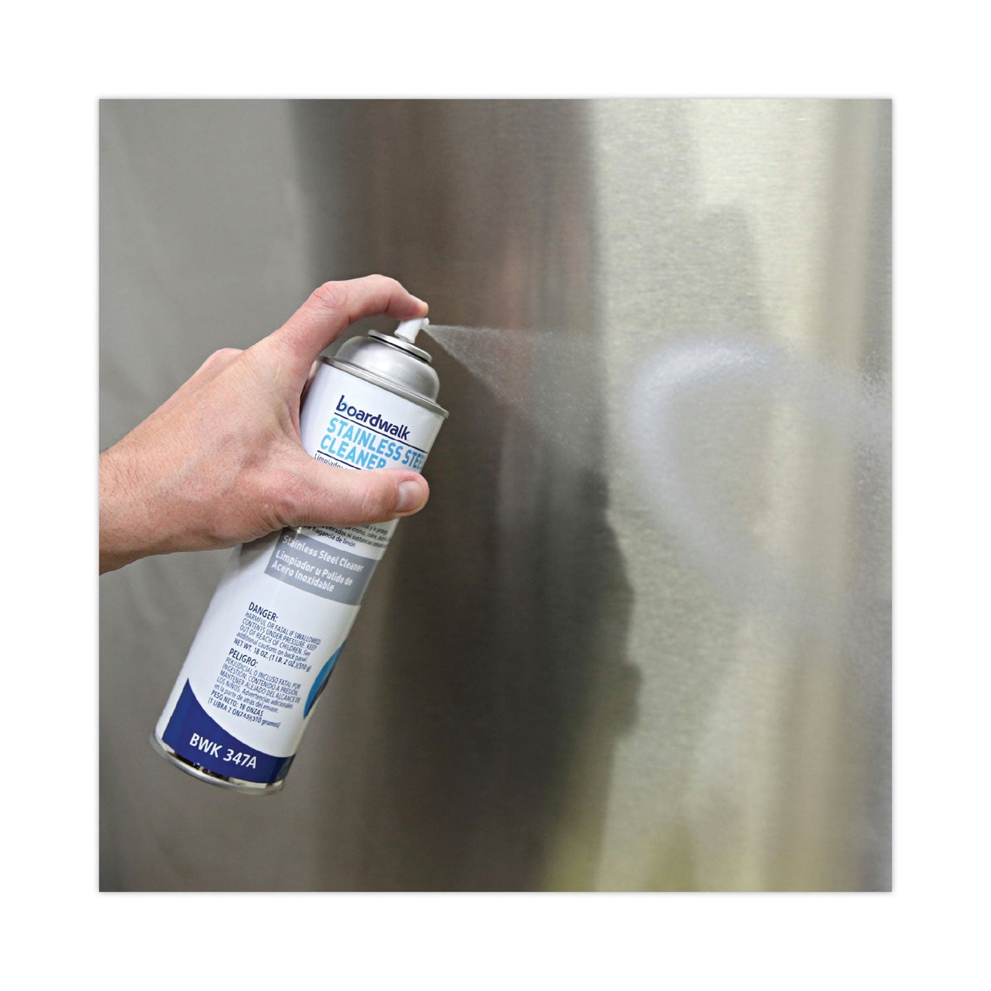 Boardwalk Stainless Steel Cleaner and Polish, Lemon, 18 oz Aerosol Spray