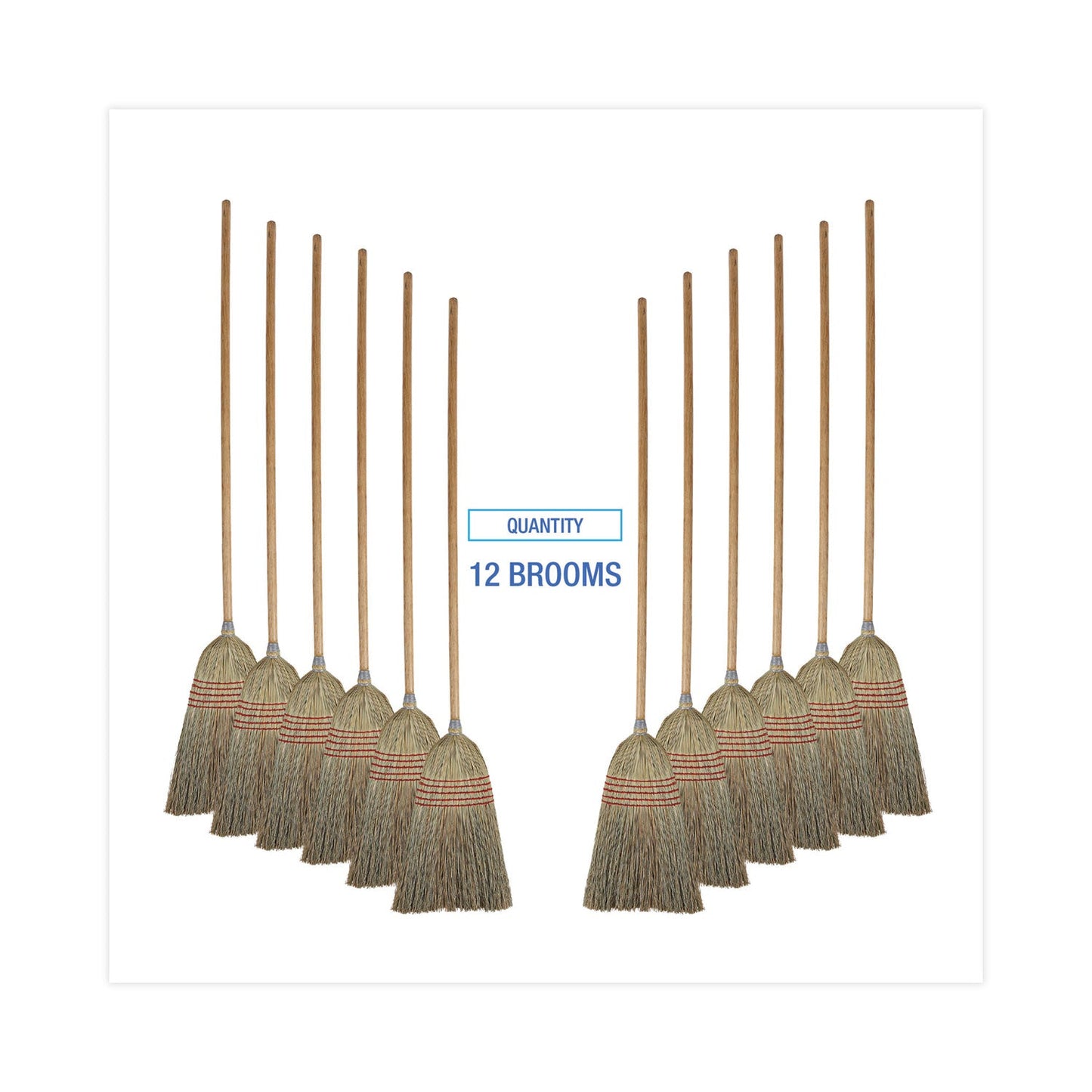 Boardwalk Parlor Broom, Corn Fiber Bristles, 55" Overall Length, Natural, 12/Carton