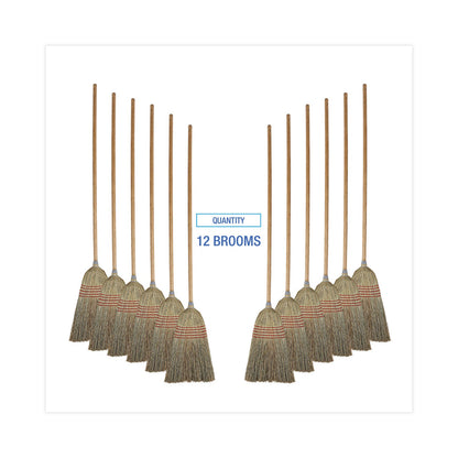 Boardwalk Parlor Broom, Corn Fiber Bristles, 55" Overall Length, Natural, 12/Carton
