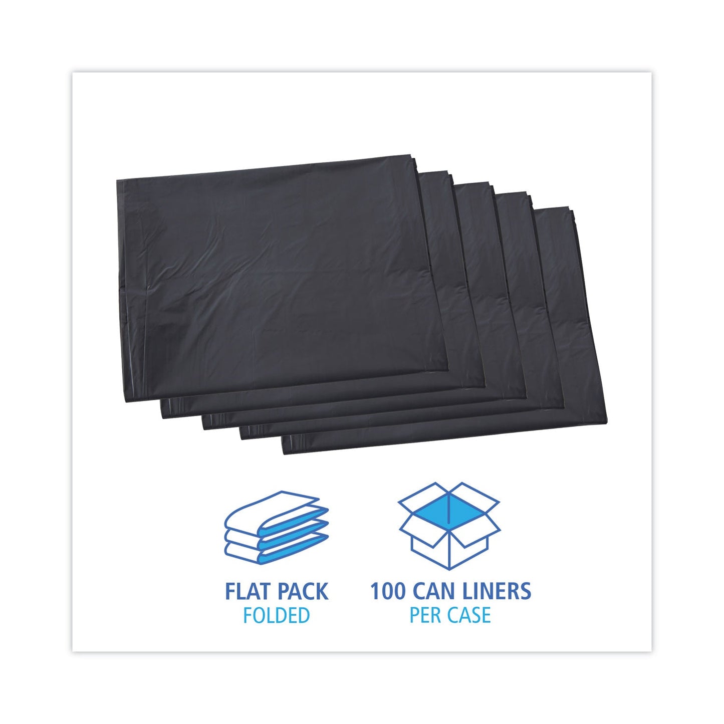 Boardwalk Linear Low Density Industrial Can Liners, 60 gal, 1.1 mil, 38 x 58, Gray, 100/Carton