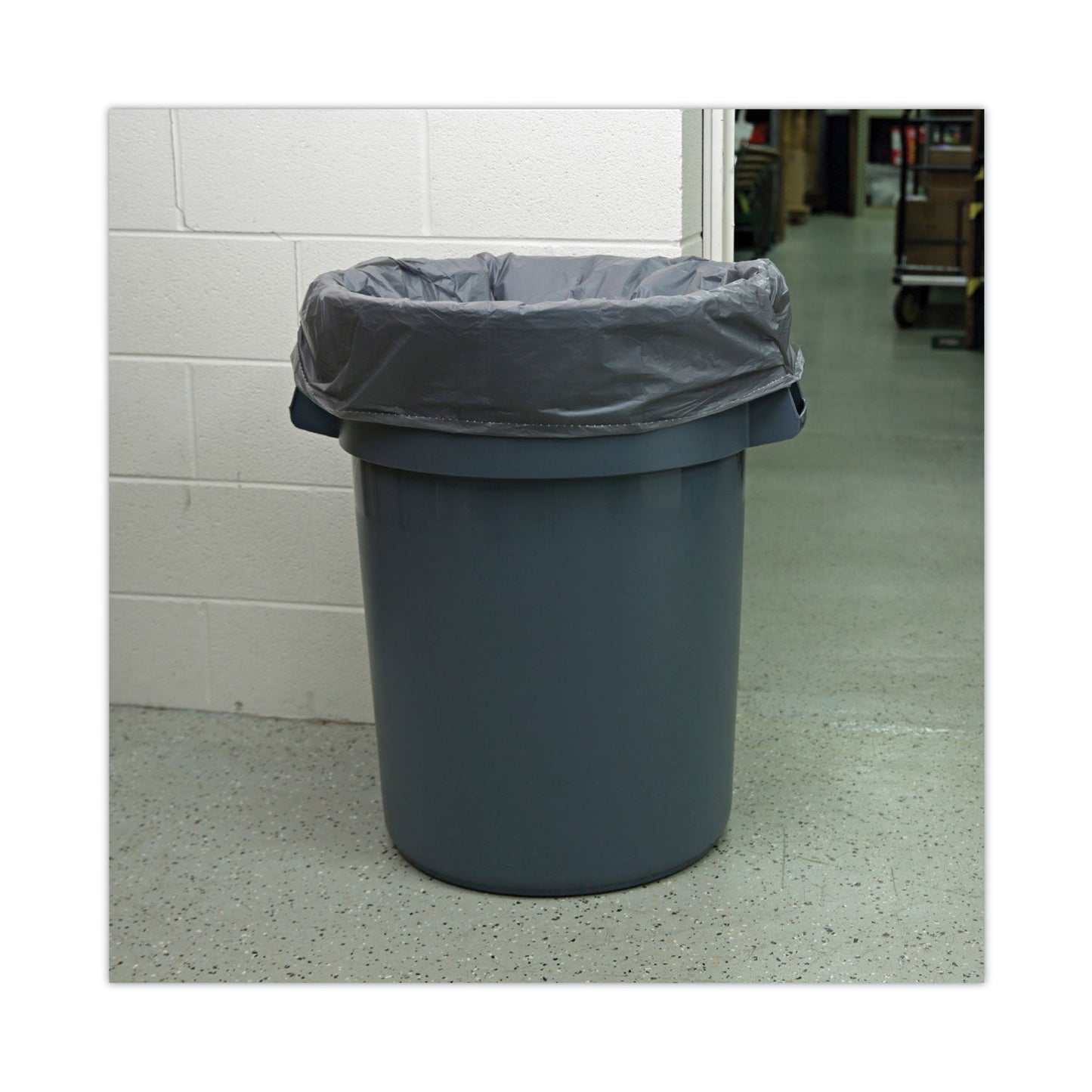 Boardwalk Linear Low Density Industrial Can Liners, 60 gal, 1.1 mil, 38 x 58, Gray, 100/Carton