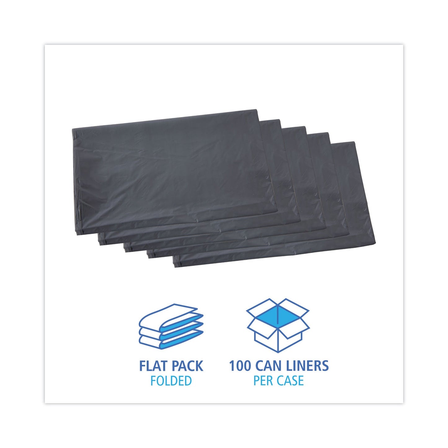 Boardwalk Linear Low Density Industrial Can Liners, 45 gal, 1.1 mil, 40 x 46, Gray, 100/Carton