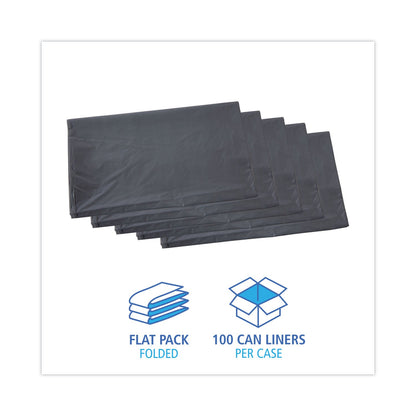Boardwalk Linear Low Density Industrial Can Liners, 45 gal, 1.1 mil, 40 x 46, Gray, 100/Carton