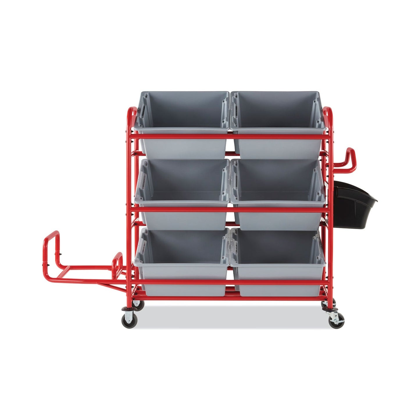 Rubbermaid Tote Picking Cart Storage Bracket, For Use w/Rubbermaid Commercial Tote Picking Cart, Tubular Steel, 18.5 x 21.7 x 13.9, Red