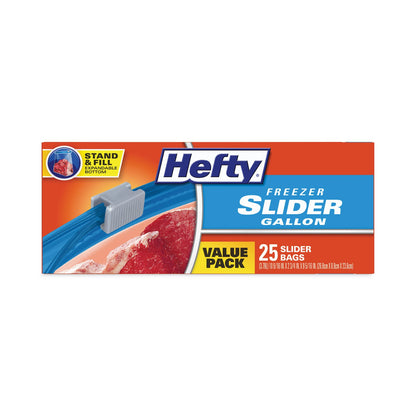 Hefty Slider Bags, 1 gal, 2.5 mil, 10.56" x 11", Clear, 225/Carton