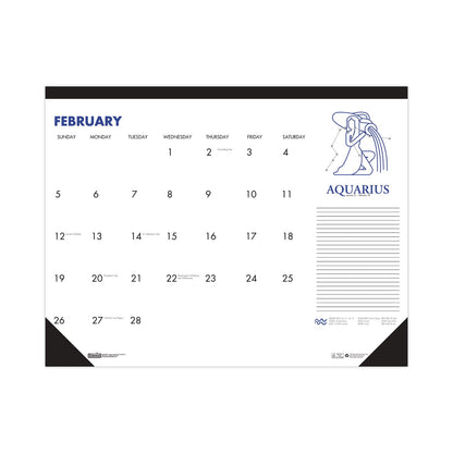 House of Doolittle Recycled Zodiac Desk Pad Calendar, Zodiac Artwork, 17 x 22, White Sheets, Black Binding/Corners, 12-Month (Jan-Dec) 2023