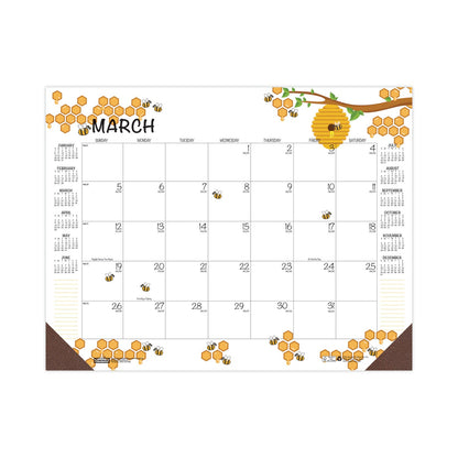 House of Doolittle Recycled Honeycomb Desk Pad Calendar, 22 x 17, White/Multicolor Sheets, Brown Corners, 12-Month (Jan to Dec): 2023