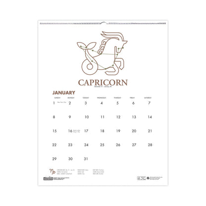 House of Doolittle Recycled Zodiac Wall Calendar, Zodiac Artwork, 14 x 11, 12-Month (Jan to Dec), White/Multicolor Sheets