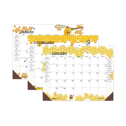 House of Doolittle Recycled Honeycomb Desk Pad Calendar, 22 x 17, White/Multicolor Sheets, Brown Corners, 12-Month (Jan to Dec): 2023
