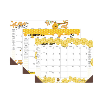 House of Doolittle Recycled Honeycomb Desk Pad Calendar, 18.5 x 13, White/Multicolor Sheets, Brown Corners, 12-Month (Jan to Dec): 2023