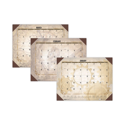 House of Doolittle Recycled Vintage Desk Pad Calendar, Vintage Artwork, 22 x 17, Sepia Sheets, Brown Corners, 12-Month (Jan-Dec) 2023