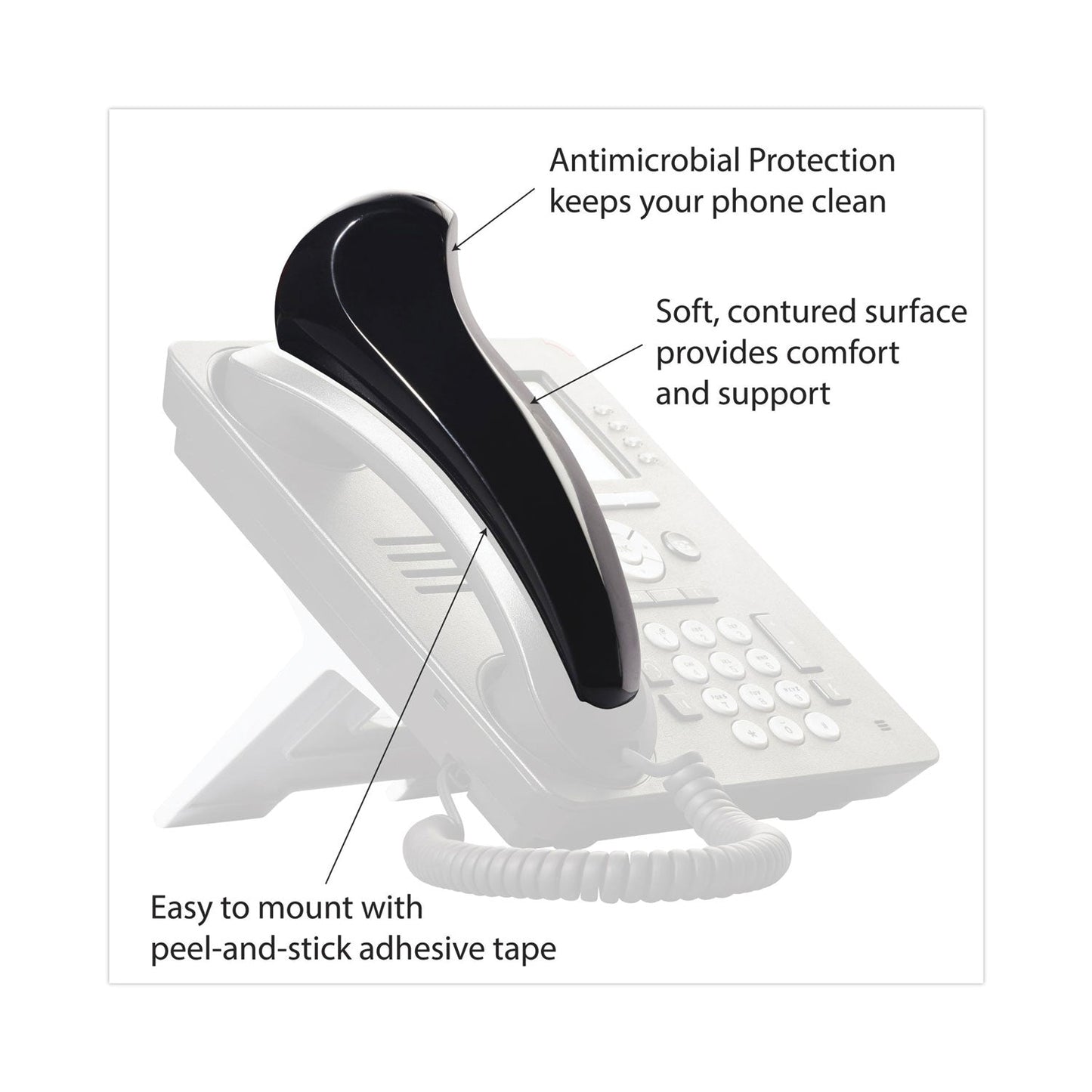 Softalk Standard Telephone Shoulder Rest, 2.63 x 7.5 x 2.25, Black