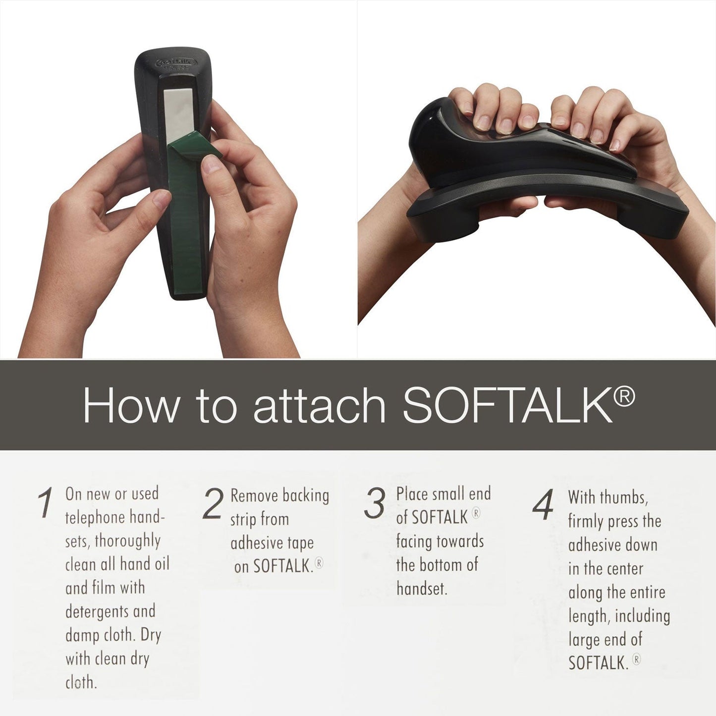 Softalk Standard Telephone Shoulder Rest, 2.63 x 7.5 x 2.25, Black
