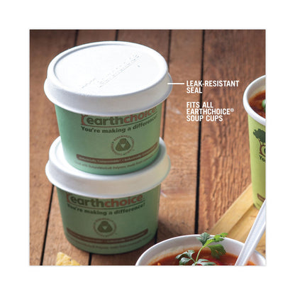 Pactiv Evergreen EarthChoice Compostable Soup Cup Lid, For 8-16 oz Soup Cups, 4" Diameter, White, Sugarcane, 500/Carton