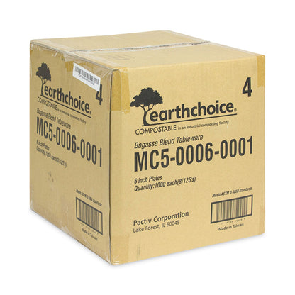 Pactiv Evergreen EarthChoice Compostable Fiber-Blend Bagasse Dinnerware, Plate, 6" dia, Natural, 1,000/Carton