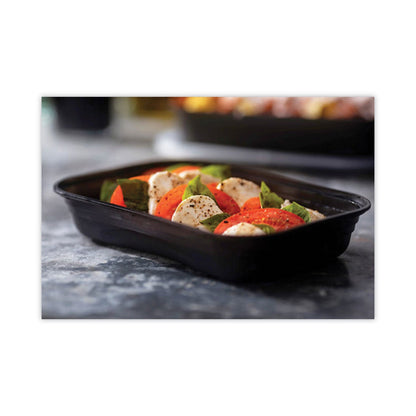 Pactiv Evergreen EarthChoice Versa2Go Microwaveable Container, 27 oz, 8.4 x 5.6 x 1.4, Black/Clear, Plastic, 150/Carton