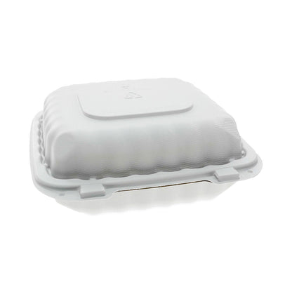 Pactiv Evergreen EarthChoice SmartLock Microwavable MFPP Hinged Lid Container, 8.31 x 8.35 x 3.1, White, Plastic, 200/Carton