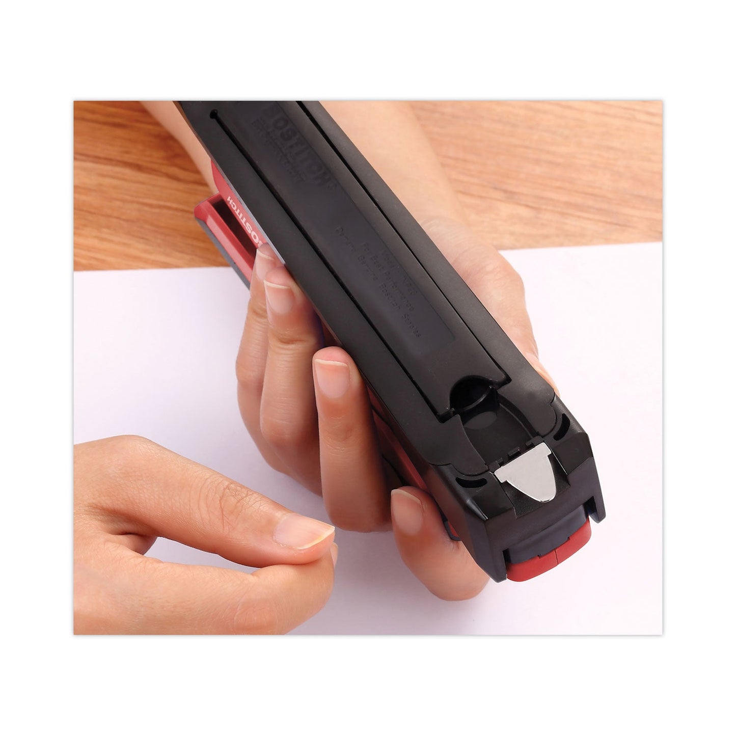 Bostitch InPower Spring-Powered Desktop Stapler, 20-Sheet Capacity, Red