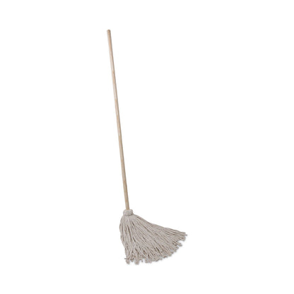 Boardwalk Handle/Deck Mops, 24 oz White Cotton Head, 54" Oak Wood Handle, 6/Pack