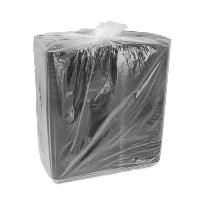 Pactiv Evergreen SmartLock Foam Hinged Lid Container, Large, 9 x 9.13 x 3.25, Black, 150/Carton