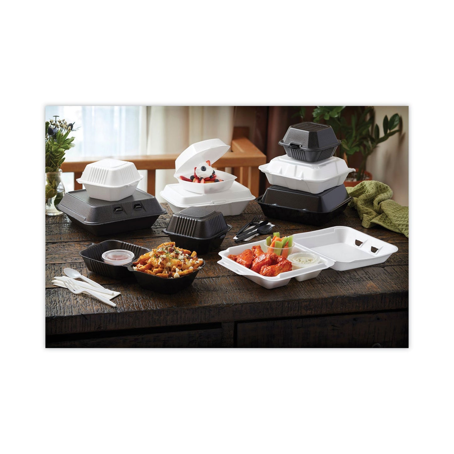 Pactiv Evergreen SmartLock Foam Hinged Lid Container, Large, 9 x 9.13 x 3.25, White, 150/Carton