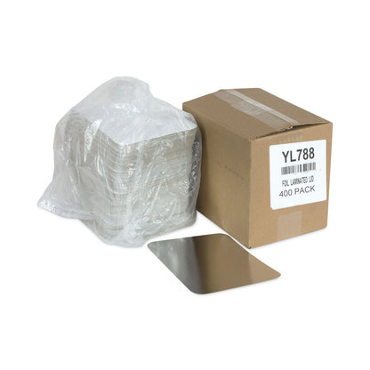 Pactiv Evergreen Aluminum Take-Out Container Lid, Loaf Pan Lid, 8.4 x 5.9, White/Aluminum, 400/Carton