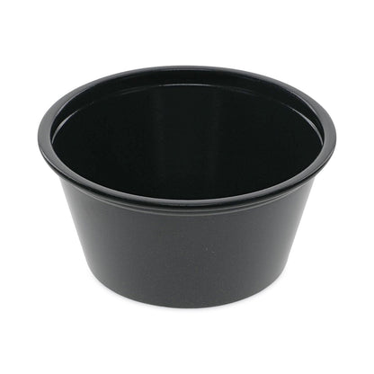 Pactiv Evergreen Plastic Portion Cup, 2 oz, Black, 200/Bag, 12 Bags/Carton