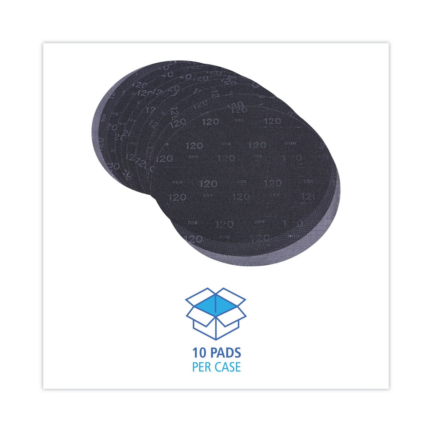 Boardwalk Sanding Screens, 20" Diameter, 120 Grit, Black, 10/Carton