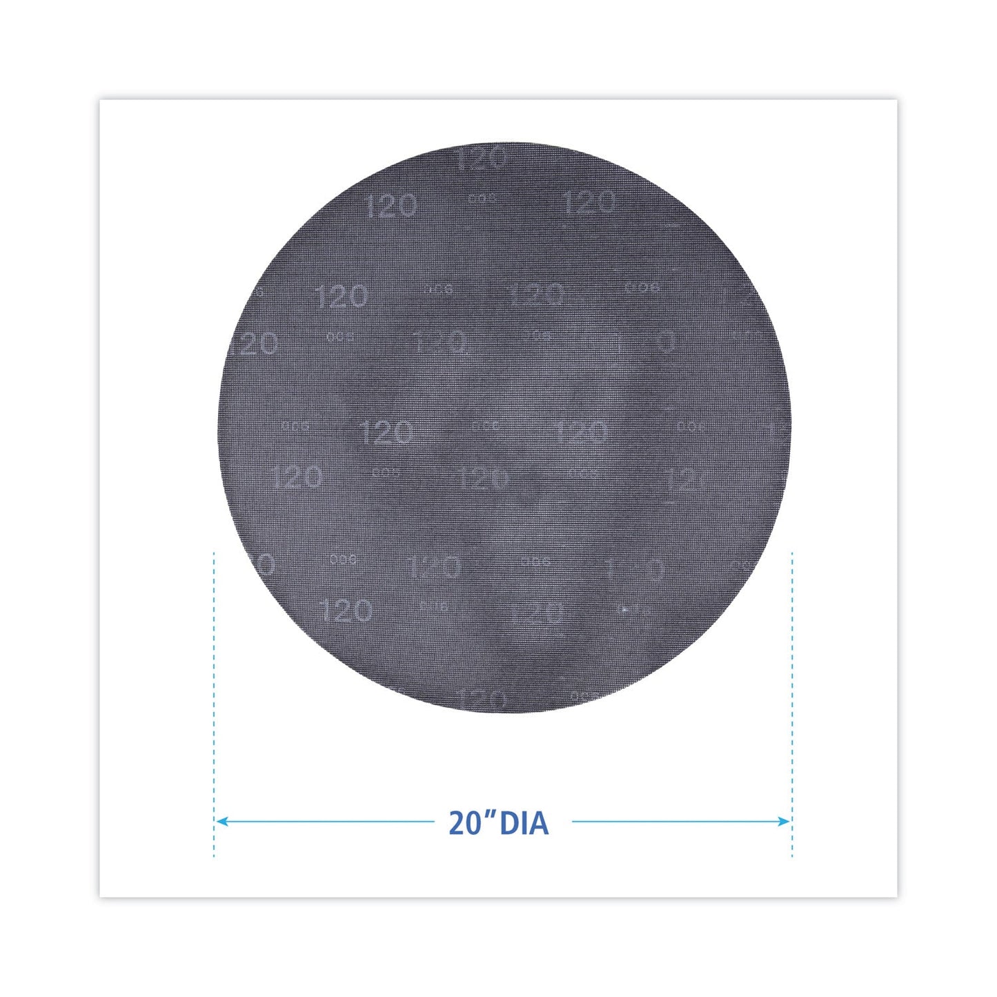 Boardwalk Sanding Screens, 20" Diameter, 120 Grit, Black, 10/Carton