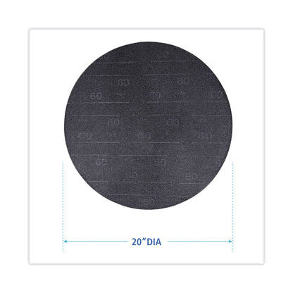 Boardwalk Sanding Screens, 20" Diameter, 60 Grit, Black, 10/Carton