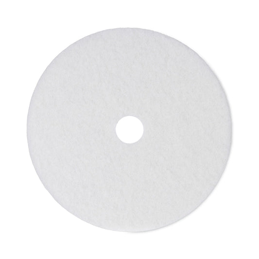 Boardwalk Polishing Floor Pads, 21" Diameter, White, 5/Carton