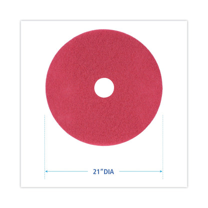 Boardwalk Buffing Floor Pads, 21" Diameter, Red, 5/Carton