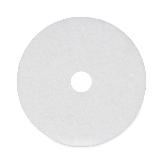 Boardwalk Polishing Floor Pads, 20" Diameter, White, 5/Carton