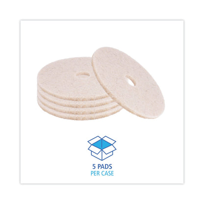 Boardwalk Natural Hog Hair Burnishing Floor Pads, 20" Diameter, Tan, 5/Carton