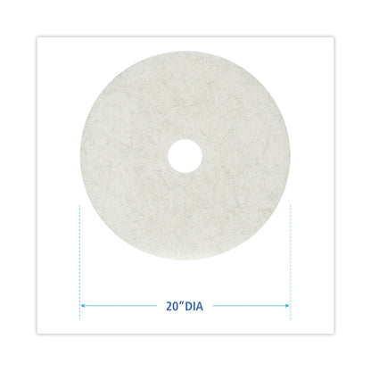 Boardwalk Natural Burnishing Floor Pads, 20" Diameter, White, 5/Carton