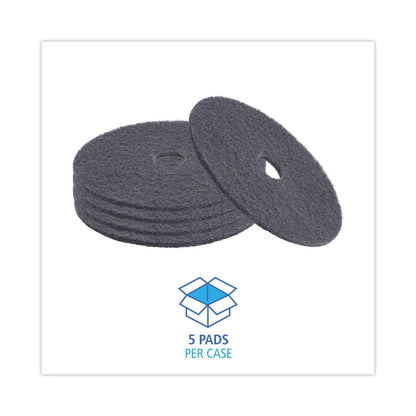 Boardwalk High Performance Stripping Floor Pads, 20" Diameter, Black, 5/Carton