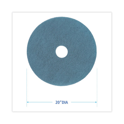 Boardwalk Burnishing Floor Pads, 20" Diameter, Aqua, 5/Carton