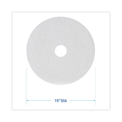 Boardwalk Polishing Floor Pads, 19" Diameter, White, 5/Carton