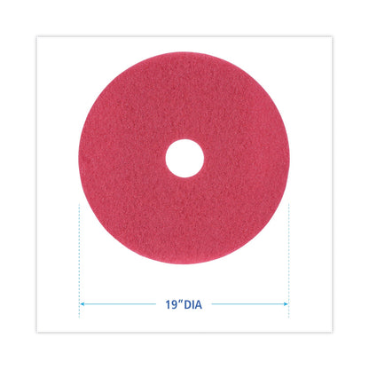 Boardwalk Buffing Floor Pads, 19" Diameter, Red, 5/Carton