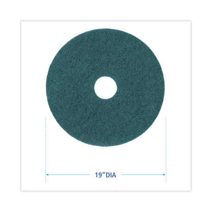 Boardwalk Heavy-Duty Scrubbing Floor Pads, 19" Diameter, Green, 5/Carton