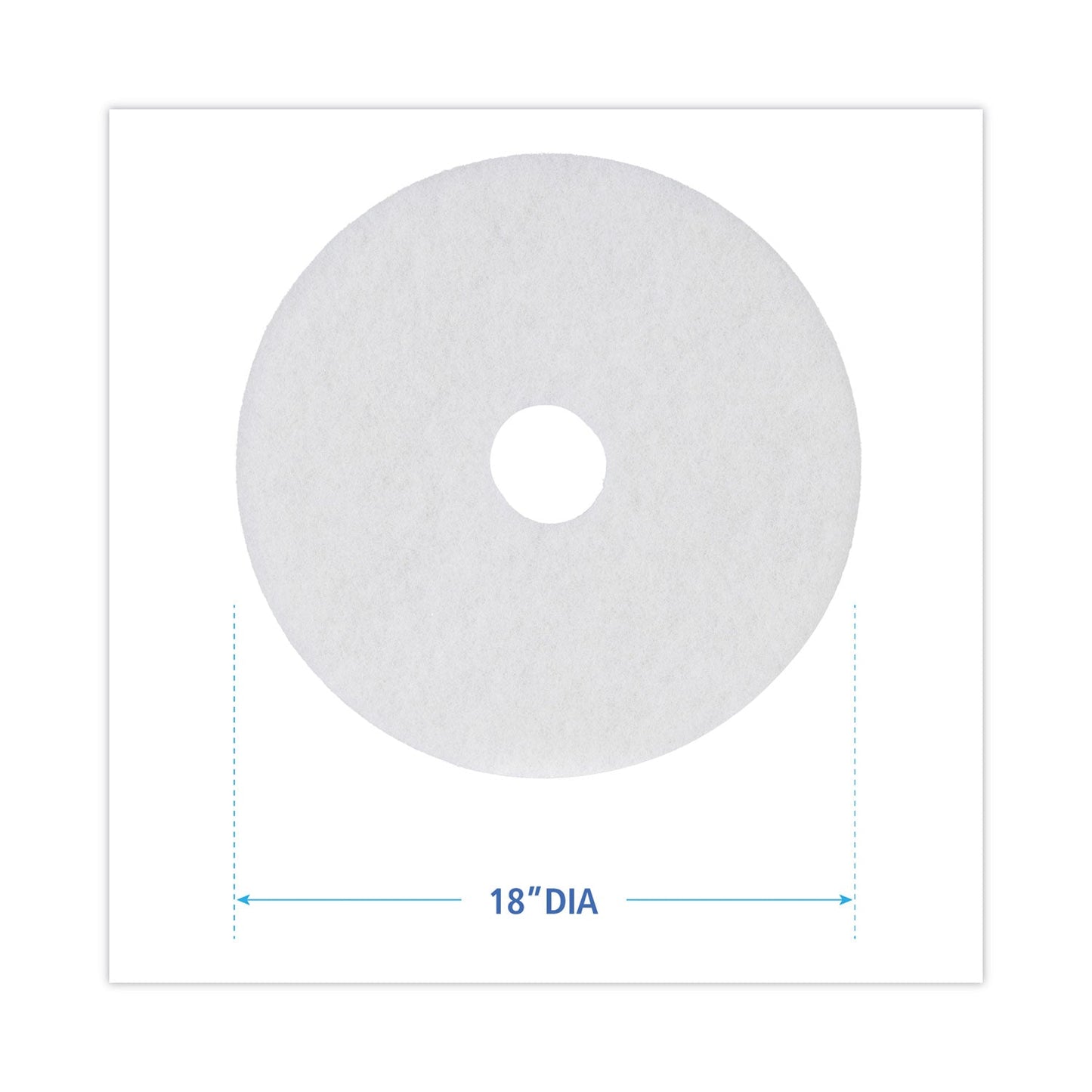 Boardwalk Polishing Floor Pads, 18" Diameter, White, 5/Carton