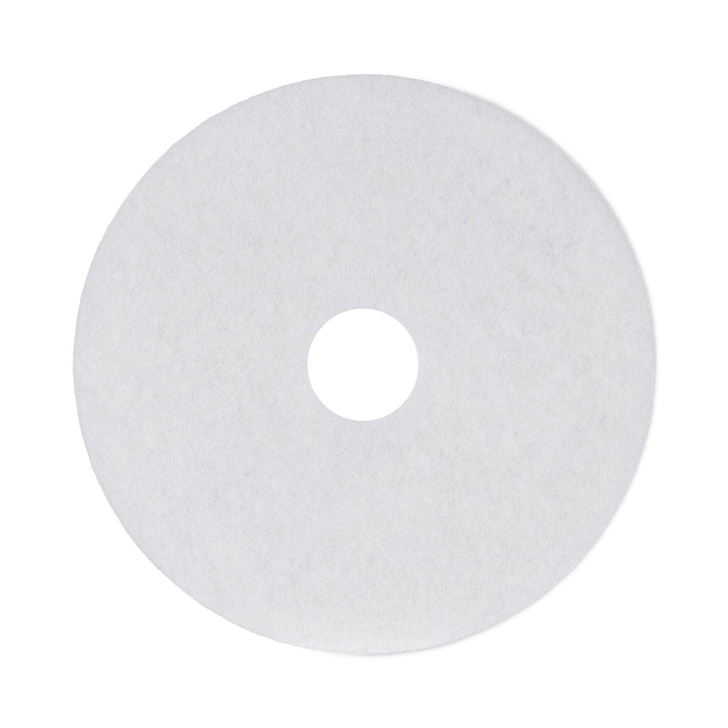 Boardwalk Polishing Floor Pads, 17" Diameter, White, 5/Carton
