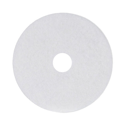 Boardwalk Polishing Floor Pads, 17" Diameter, White, 5/Carton