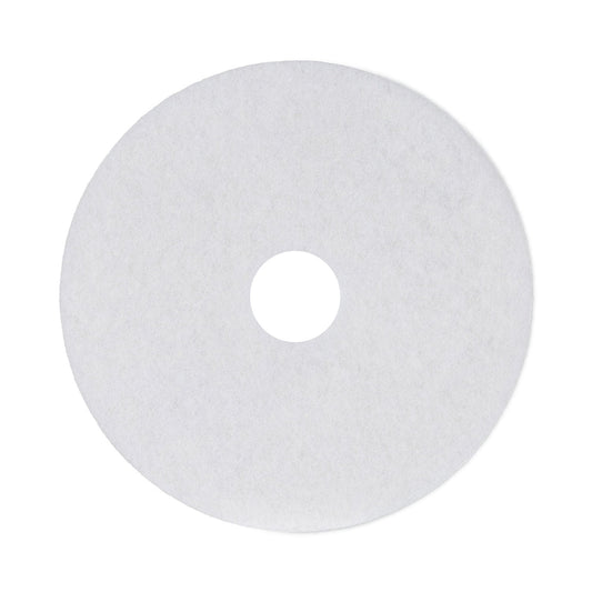 Boardwalk Polishing Floor Pads, 17" Diameter, White, 5/Carton